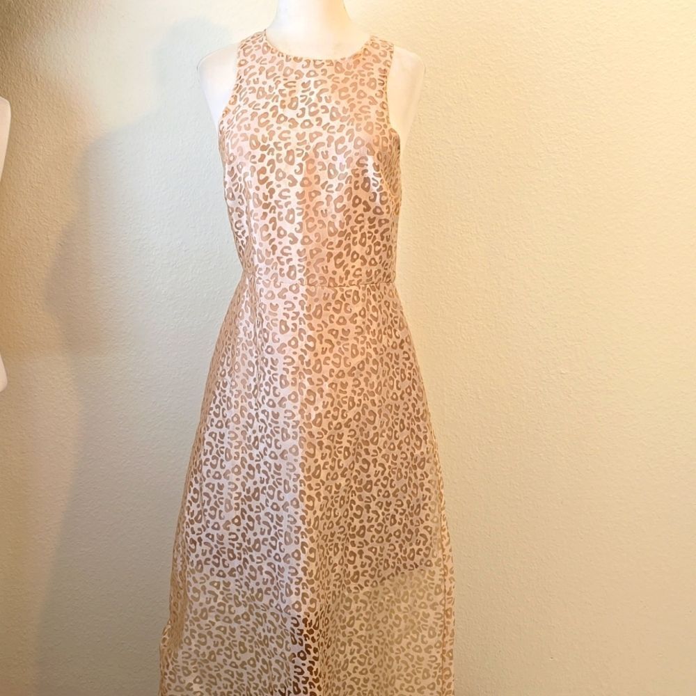 Ali & Jay Dress Beige Leopard Print Sheet Midi Sleeveless Dress SZ S